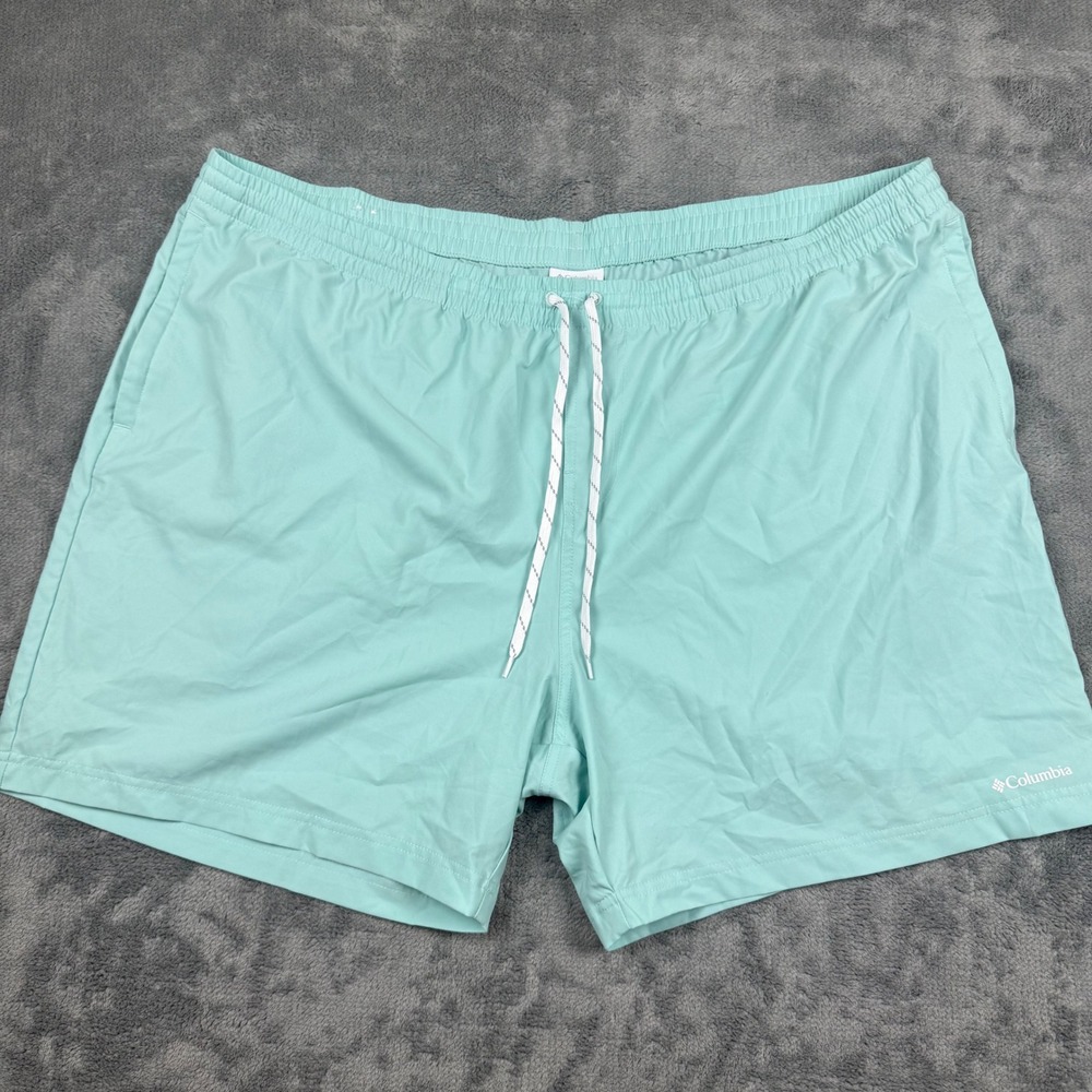 Columbia Mens 3X Mint Green Swim Trunks Elastic Waist Drawstring Shorts 6 Inseam